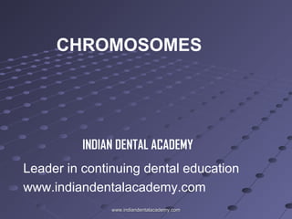 CHROMOSOMES

INDIAN DENTAL ACADEMY
Leader in continuing dental education
www.indiandentalacademy.com
www.indiandentalacademy.com

 