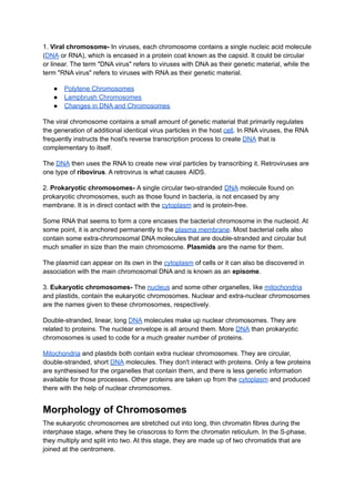Chromosomes | Polytene Chromosomes | Lampbrush Chromosomes | PDF