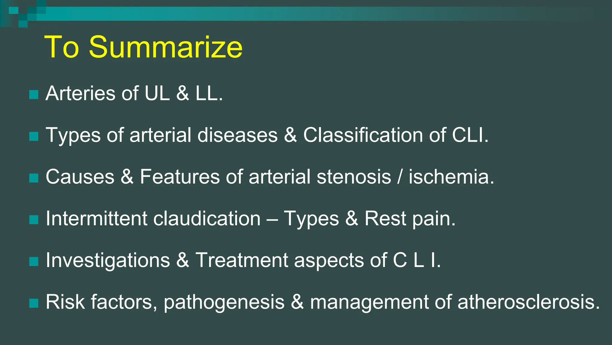 Chronic Arterial Diseases - Chronic Limb Ischemia | PDF