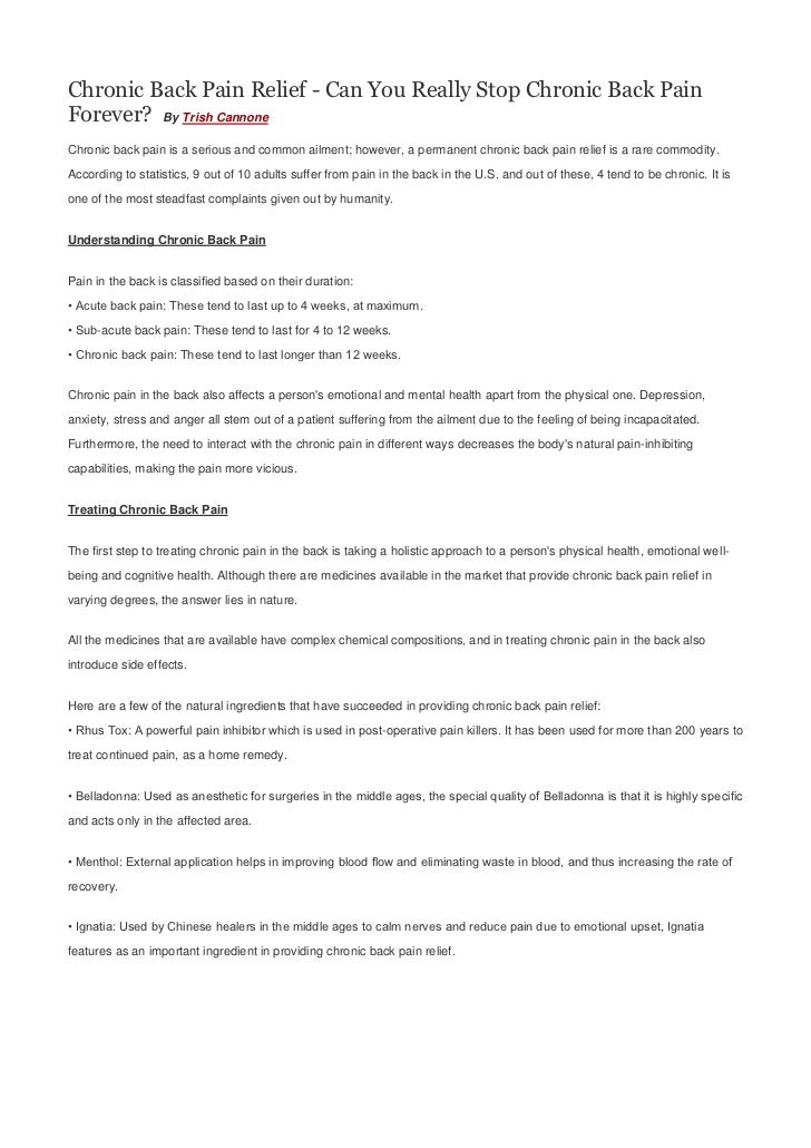 Chronic Back Pain Relief Can You Really Stop Chronic Back Pain Fore