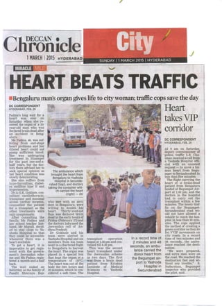 Deccan Chronicle Newspaper - Heart Beats Traffic