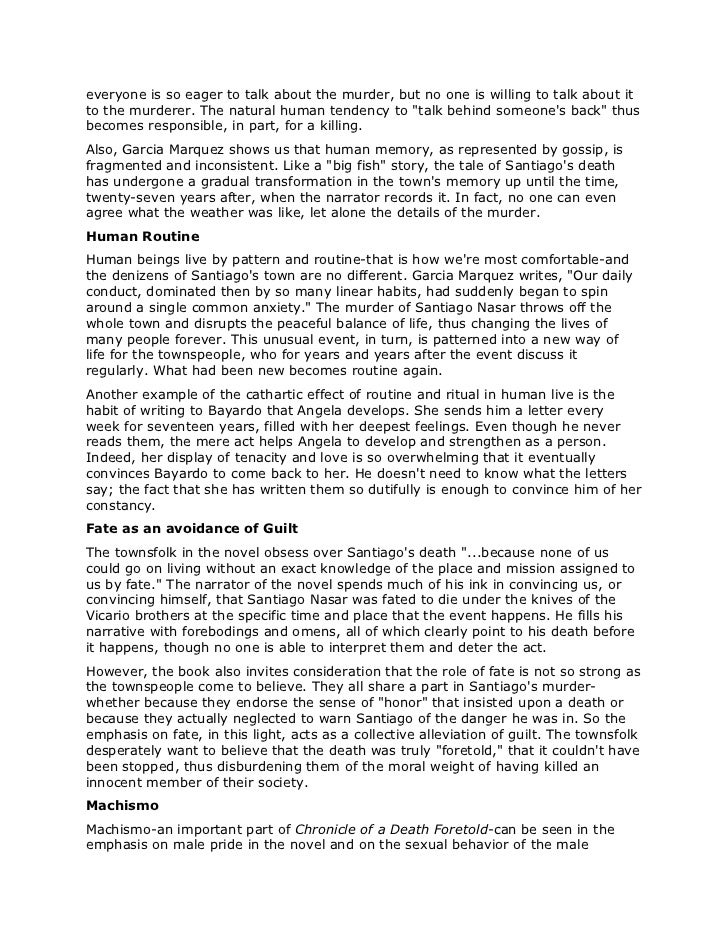 chronicle of a death foretold thesis statement chronicle of a death foretold thesis statement