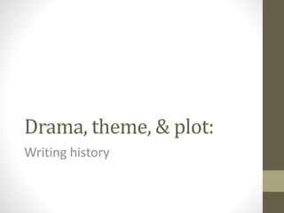 Drama, theme, & plot:
Writing history
 