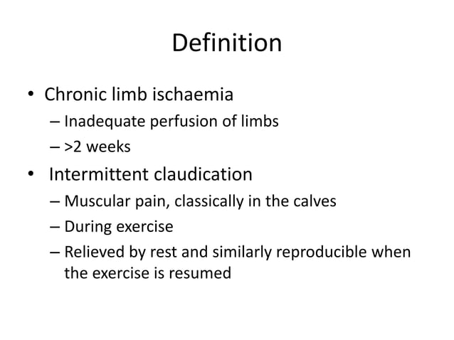 Chronic limb ischaemia | PPTX | Physical Therapy | Wellness