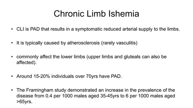 Peripheral Vascular disease / Chronic limb ischemia / CLI / Acute limb ...