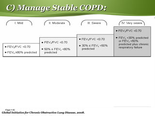 Page  40
Global Initiative for Chronic Obstructive Lung Disease, 2008.Global Initiative for Chronic Obstructive Lung Disease, 2008.
C) Manage Stable COPDC) Manage Stable COPD::
 