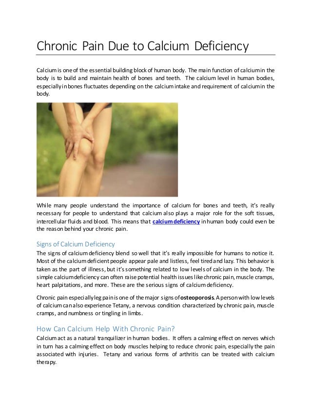 Chronic Pain Due to Calcium Deficiency