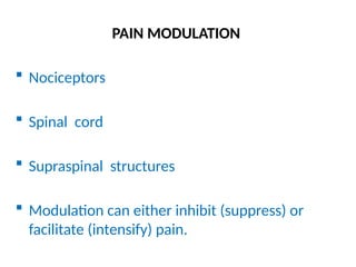 Supraspinal Modulation CHRONIC PAIN MANAGEMENT IN ANESTHESIA PPT | PPTX