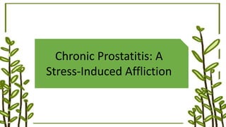 Chronic Prostatitis: A
Stress-Induced Affliction
 