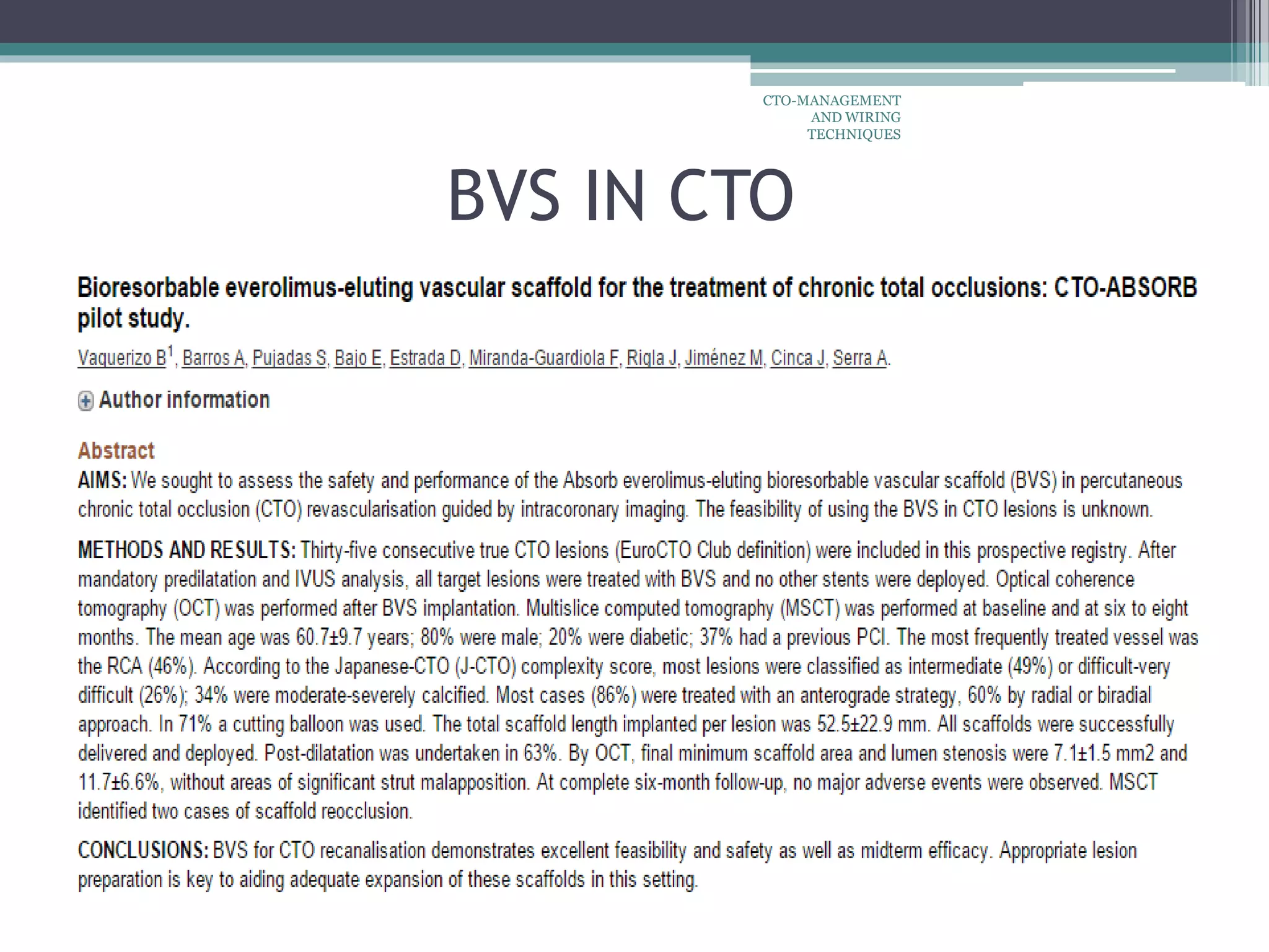 BVS IN CTO
CTO-MANAGEMENT
AND WIRING
TECHNIQUES
 