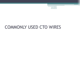 COMMONLY USED CTO WIRES
CTO-MANAGEMENT
AND WIRING
TECHNIQUES
 