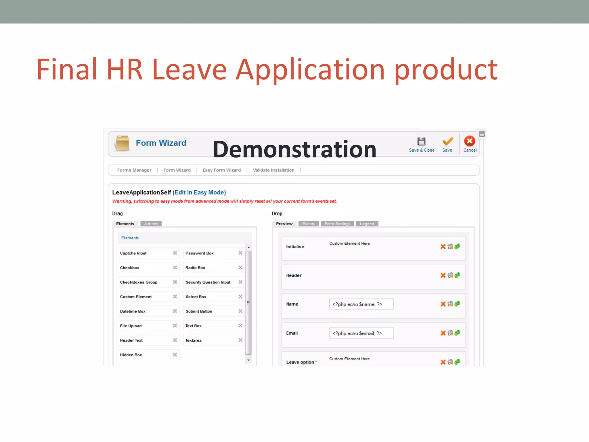 Final HR Leave Application product Demonstration 