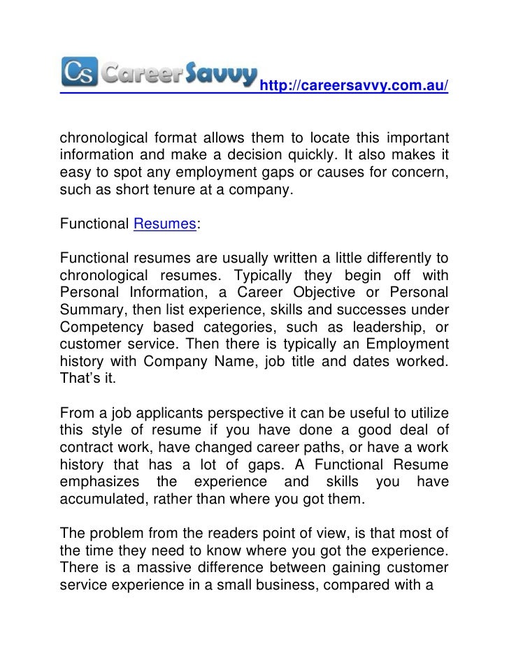 chronological or functional resume