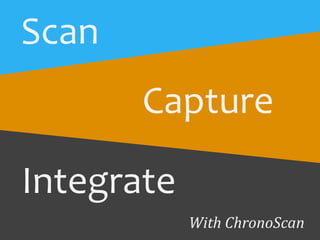Scan
Capture
Integrate
With ChronoScan
 