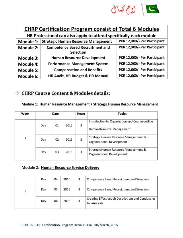 Chrp cldp certification program details Chrp cldp certification program details