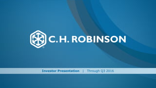 Investor Presentation | Through Q3 2016
 
