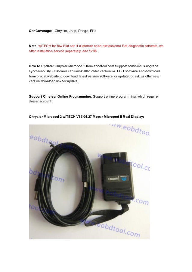 Chrysler micropod 2 v17.04.27 witech 2 mopar micro pod ii