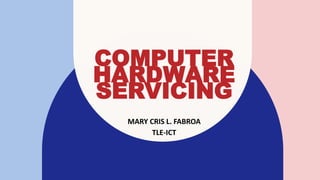 COMPUTER
HARDWARE
SERVICING
MARY CRIS L. FABROA
TLE-ICT
 