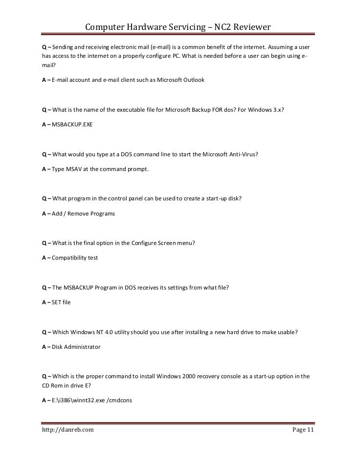 chs nc2 reviewer with oral questioning