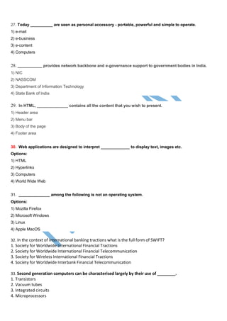 SSC CHSL Computer Questions Previous year MCQ | PDF