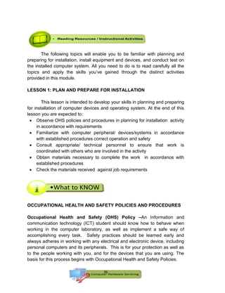 K-12 Grade 9 - Computer Hardware Servicing ICT Learning Material | PDF