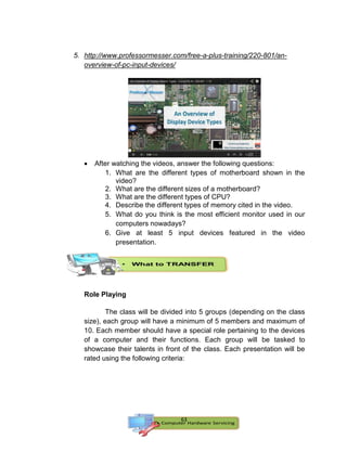 K-12 Grade 9 - Computer Hardware Servicing ICT Learning Material | PDF