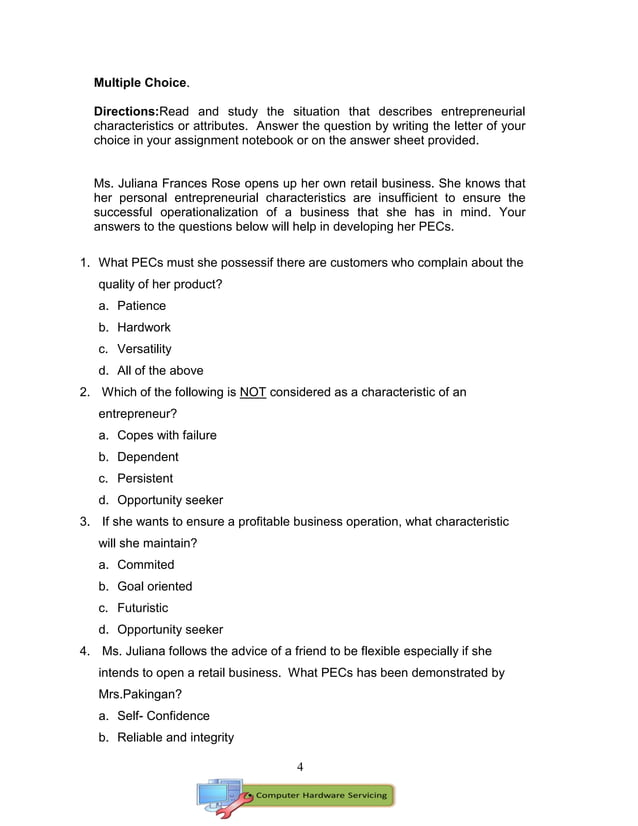 K-12 Grade 9 - Computer Hardware Servicing ICT Learning Material | PDF ...