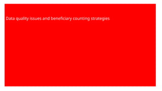 Data quality issues and beneficiary counting strategies
 
