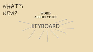 WHAT’S
NEW? WORD
ASSOCIATION
 