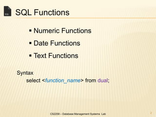 SQL Functions and Operators | PPT