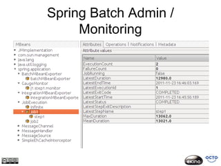 Spring Batch Admin /
     Monitoring
 