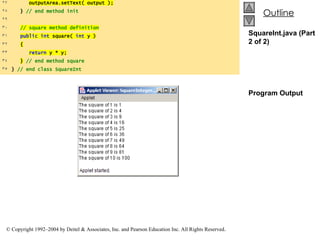 SquareInt.java (Part 2 of 2) Program Output 