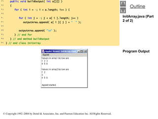 InitArray.java (Part 2 of 2) Program Output 