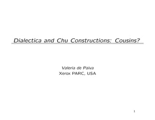 Chu and Dialectica: cousins?