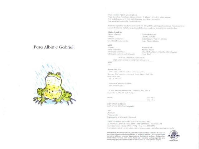 Chua, chua, tchibum. um livro sobre a Ã¡gua