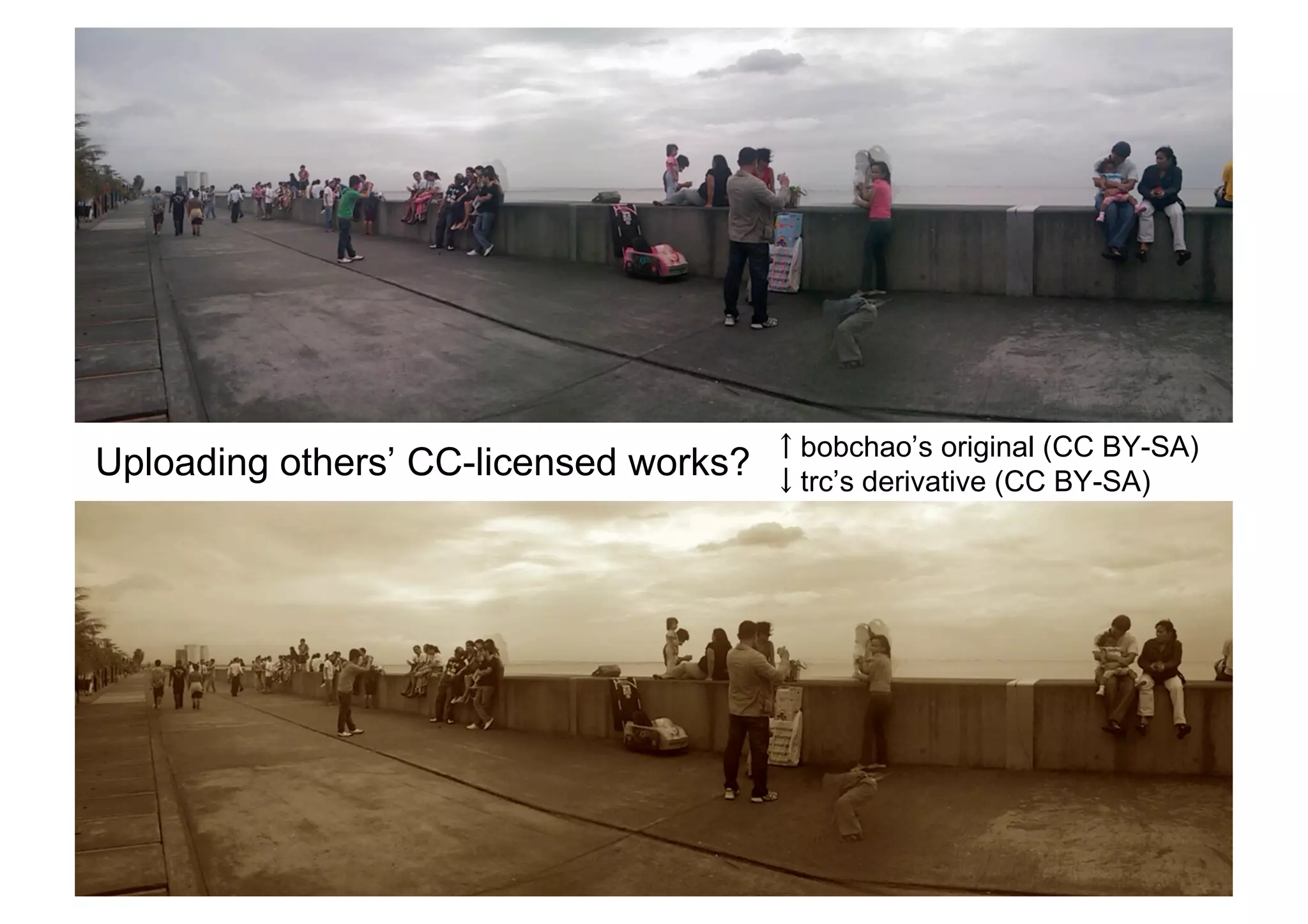 bobchao’s original (CC BY-SA)
Uploading others’ CC-licensed works?   trc’s derivative (CC BY-SA)
 