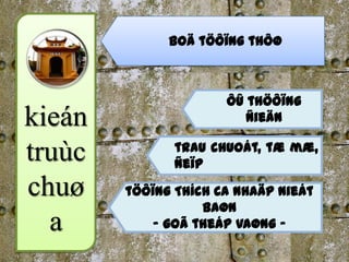 boä töôïng thôø



                      ôû thöôïng
kieán                    ñieän

               trau chuoát, tæ mæ,
truùc          ñeïp
chuø    töôïng Thích Ca nhaäp Nieát
                   Baøn
  a         - goã theáp vaøng -
 