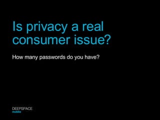 Is privacy a real consumer issue? How many passwords do you have? DEEPSPACE mobile 