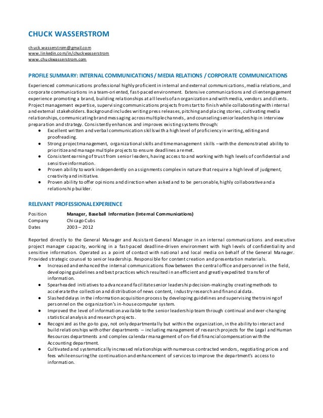 Chuck Wasserstrom Resume 2 14 16