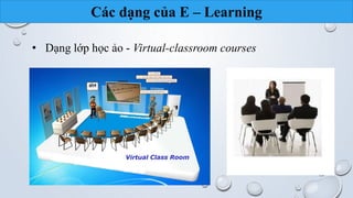 Các dạng của E – Learning 
• Dạng lớp học ảo - Virtual-classroom courses 
Nhóm 10 20 
 