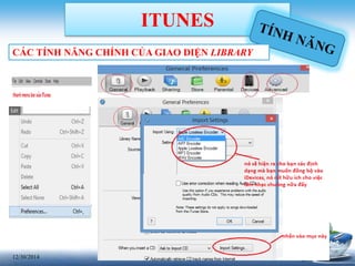 2012/30/2014
ITUNES
CÁC TÍNH NĂNG CHÍNH CỦA GIAO DIỆN LIBRARY
 