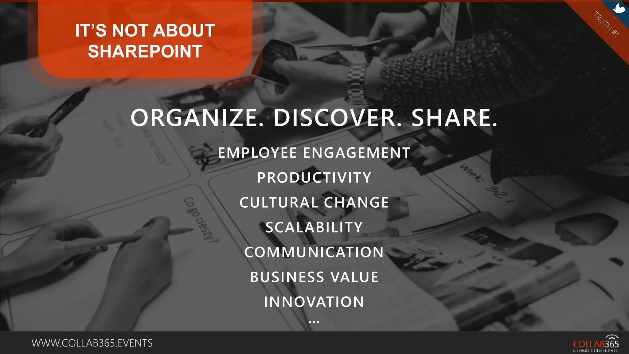 WWW.COLLAB365.EVENTS
IT’S NOT ABOUT
SHAREPOINT
 