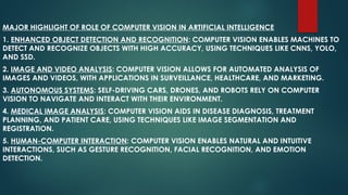 ROLE OF COMPUTER VISION IN ARTIFICIAL INTELLIGENCE | PPTX