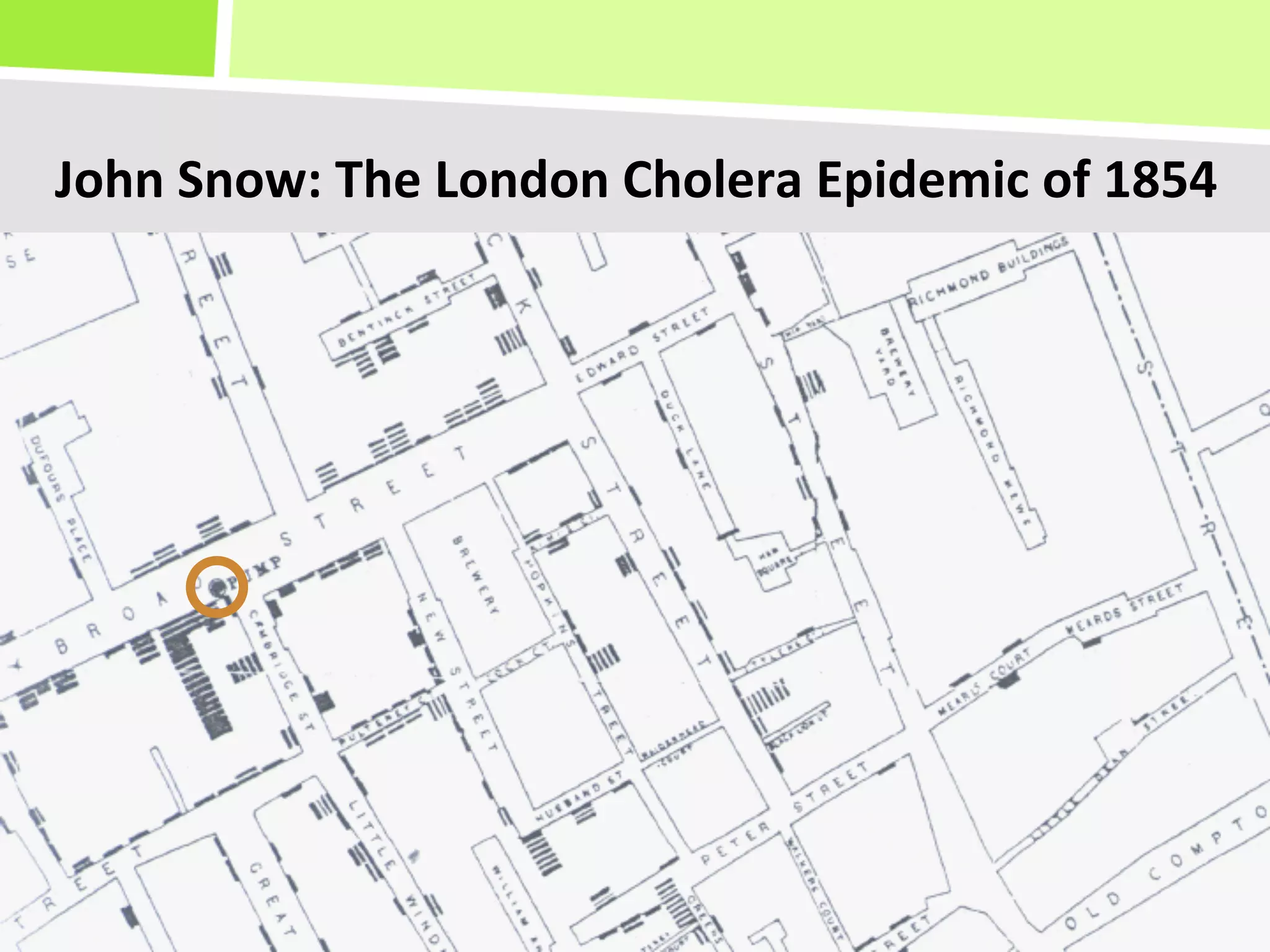 John	
  Snow:	
  The	
  London	
  Cholera	
  Epidemic	
  of	
  1854	
  	
  
 