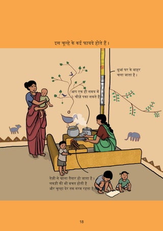 18
इस चू हे के कई फायदे होते ह ।
आप एक ही समय म
२ चीज़ पका सकते ह ।
धुआं घर के बाहर
चला जाता है ।
तेज़ी से खाना तैयार हो जाता है ।
लकड़ी क भी बचत होती है
और चू हा दरे तक गरम रहता है ।
 