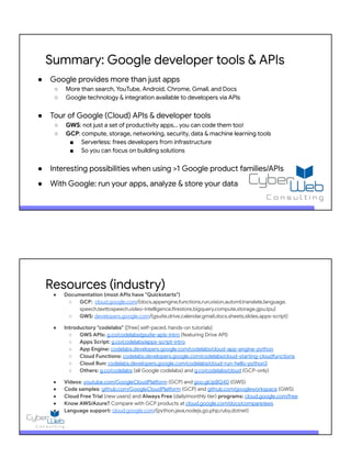 From zero to Google APIs: Beyond search & AI... leverage all of Google ...