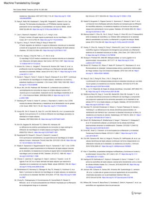 87. Huang JY, Zhou QL, Huang CH, Song Y, Sharma AG, Liao Z, et al. La elastasa de
neutrófilos regula la mielopoyesis de emergencia que precede a la inflamación
sistémica en la obesidad inducida por la dieta. J Biol Chem. 2017;292(12):4770–
6. https://doi.org/10.1074/jbc.C116.758748.
Diabetes. 2013;62(10):3394–403. https://doi.org/10.2337/db12-1327 .
94. Ghosh AR, Bhattacharya R, Bhattacharya S, Nargis T, Rahaman O, Duttagupta P,
et al. El reclutamiento adiposo y la activación de las células dendríticas
plasmacitoides alimentan la metaflamación. Diabetes. 2016;65(11):3440–52.
https://doi.org/10.2337/db16-0331.
81. Kitade H, Sawamoto K, Nagashimada M, Inoue H, Yamamoto Y, Sai Y, et al. CCR5
desempeña un papel fundamental en la inflamación del tejido adiposo inducida
por la obesidad y la resistencia a la insulina al regular tanto el reclutamiento de
macrófagos como el estado M1/M2. Diabetes. 2012;61(7): 1680–90. https://
doi.org/10.2337/db11-1506.
77. Weisberg SP, Hunter D, Huber R, Lemieux J, Slaymaker S, Vaddi K, et al. CCR2
modula los efectos inflamatorios y metabólicos de la alimentación rica en grasas.
J Clin Invest. 2006;116(1):115–24. https://doi. org/10.1172/JCI24335.
Rev Endocr Metab Trastorno (2018) 19: 283–292
89. Borato DC, Parabocz GC, Ribas JT, Netto HP, Erdmann FC, Wiecheteck LD, et al.
Biomarcadores en obesidad: mieloperoxidasa sérica y parámetros tradicionales
de riesgo cardiaco. Exp Clin Endocrinol Diabetes. 2016;124(1):49–54. https://
doi.org/10. 1055/s-0035-1565093.
El macrófago VLDLR media la resistencia a la insulina inducida por la obesidad
con inflamación del tejido adiposo. Nat Comun. 2017;8(1):1087. https://doi.org/
10.1038/s41467-017-01232-w.
83. Ramkhelawon B, Hennessy EJ, Menager M, Ray TD, Sheedy FJ, Hutchison S, et al.
Netrin-1 promueve la retención de macrófagos en el tejido adiposo y la resistencia
a la insulina en la obesidad. Nat Med. 2014;20(4): 377–84. https://doi.org/10.1038/
nm.3467.
71. Liao X, Sharma N, Kapadia F, Zhou G, Lu Y, Hong H, et al.
Nat Immunol. 2017;18(6):654–64. https://doi.org/10.1038/ni. 3728.
76. Bruun JM, Lihn AS, Pedersen SB, Richelsen B. La liberación de la proteína 1
quimioatrayente de monocitos es mayor en el tejido adiposo humano (AT)
visceral que en el subcutáneo: implicación de los macrófagos residentes en el
AT. J Clin Endocrinol Metab. 2005;90(4):2282–9. https://doi.org/10.1210/
jc.2004-1696.
79. Kirk EA, Sagawa ZK, McDonald TO, O'Brien KD, Heinecke JW.
97. Kita H. Eosinófilos: propiedades biológicas multifacéticas y funciones en la salud y
la enfermedad. Immunol Rev. 2011;242(1):161–77. https://doi.org/10.1111/
j.1600-065X.2011.01026.x .
80. Keophiphath M, Rouault C, Divoux A, Clement K, Lacasa D.
72. Eguchi J, Kong X, Tenta M, Wang X, Kang S, Rosen ED.
92. Stefanovic-Racic M, Yang X, Turner MS, Mantell BS, Stolz DB, Sumpter TL, et al.
Las células dendríticas promueven la infiltración de macrófagos y comprenden
una proporción sustancial de los aumentos asociados con la obesidad en las
células CD11c+ en el tejido adiposo y el hígado. Diabetes. 2012;61(9):2330–9.
https://doi.org/10.2337/db11-1523.
85. Hadad N, Burgazliev O, Elgazar-Carmon V, Solomonov Y, Wueest S, Item F, et al.
La inducción de la fosfolipasa a2al pha citosólica es necesaria para la infiltración
de neutrófilos adiposos y la resistencia hepática a la insulina en las primeras
etapas de la alimentación rica en grasas. Diabetes. 2013;62(9):3053–63. https://
doi.org/10.2337/db12-1300.
99. Johnson AM, Costanzo A, Gareau MG, Armando AM, Quehenberger O, Jameson
JM, et al. La dieta alta en grasas provoca el agotamiento de los eosinófilos
intestinales asociados con la permeabilidad intestinal. Más uno.
2015;10(4):e0122195. https://doi.org/10.1371/journal.pone.0122195 .
El factor regulador de interferón 4 regula la inflamación inducida por la obesidad
a través de la regulación de la polarización de los macrófagos del tejido adiposo.
93. Hannibal TD, Schmidt-Christensen A, Nilsson J, Fransen Pettersson N, Hansen L,
Holmberg D. La deficiencia en las células dendríticas plasmocitoides y la
señalización del interferón tipo I previenen la obesidad inducida por la dieta y la
resistencia a la insulina en ratones. Diabetología. 2017;60(10): 2033–41. https://
doi.org/10.1007/s00125-017-4341-0.
CCL5 promueve el reclutamiento y la supervivencia de macrófagos en el tejido
adiposo humano. Arterioscler Thromb Vasc Biol. 2010;30(1):39–45. https://doi.org/
10.1161/ATVBAHA.109.197442.
100. Withers SB, Forman R, Meza-Perez S, Sorobetea D, Sitnik K, Hopwood T, et al. Los
eosinófilos son reguladores clave de perivascular
73. Shin KC, Hwang I, Choe SS, Park J, Ji Y, Kim JI, et al.
88. Strzepa A, Pritchard KA, Dittel BN. Mieloperoxidasa: un nuevo jugador en la
autoinmunidad. Inmunocelular. 2017;317:1–8. https://doi.org/10.1016/
j.cellimm.2017.05.002 .
95. Ernst MC, Sinal CJ. Chemerin: en la encrucijada de la inflamación y la obesidad.
Tendencias Endocrinol Metab. 2010;21(11):660–7. https://doi.org/10.1016/
j.tem.2010.08.001.
82. Chavey C, Lazennec G, Lagarrigue S, Clape C, Iankova I, Teyssier J, et al. El
ligando 5 de CXC es un factor derivado del tejido adiposo que relaciona la
obesidad con la resistencia a la insulina. Metab. celular 2009;9(4): 339–49. https://
doi.org/10.1016/j.cmet.2009.03.002.
291
84. Chung KJ, Chatzigeorgiou A, Economopoulou M, Garcia-Martin R, Alexaki VI,
Mitroulis I, et al. Un bucle autosostenido de inhibición impulsada por la inflamación
de la adipogénesis beige en la obesidad.
90. Wang Q, Xie Z, Zhang W, Zhou J, Wu Y, Zhang M, et al.
resistencia. Naturaleza. 2007;447(7148):1116–20. https://doi.org/10. 1038/
naturaleza05894.
La eliminación de la mieloperoxidasa previene la obesidad inducida por una dieta
rica en grasas y la resistencia a la insulina. Diabetes. 2014;63(12):4172–85.
https://doi.org/10.2337/db14-0026 .
74. Amano SU, Cohen JL, Vangala P, Tencerova M, Nicoloro SM, Yawe JC, et al. La
proliferación local de macrófagos contribuye a la inflamación del tejido adiposo
asociada a la obesidad. Metab. celular 2014;19(1):162–71. https://doi.org/10.1016/
j.cmet.2013.11.017.
75. Kanda H, Tateya S, Tamori Y, Kotani K, Hiasa K, Kitazawa R, et al. MCP-1 contribuye
a la infiltración de macrófagos en el tejido adiposo, resistencia a la insulina y
esteatosis hepática en la obesidad. J Clin Invest. 2006;116(6):1494–505. https://
doi.org/10.1172/JCI26498.
78. Inouye KE, Shi H, Howard JK, Daly CH, Lord GM, Rollins BJ, et al. La ausencia del
ligando 2 de quimiocina CC no limita la infiltración de macrófagos asociada a la
obesidad en el tejido adiposo.
Diabetes. 2007;56(9):2242–50. https://doi.org/10.2337/db07-0425 .
96. Cho KW, Zamarron BF, Muir LA, Singer K, Porsche CE, DelProposto JB, et al. Las
células dendríticas del tejido adiposo contribuyen de forma independiente a la
inflamación inducida por la obesidad y la resistencia a la insulina. J Immunol.
2016;197(9):3650–61. https://doi.org/10. 4049/jimmunol.1600820.
91. Wu L, Liu YJ. Desarrollo de linajes de células dendríticas. Inmunidad. 2007;26(6):741–
50. https://doi.org/10.1016/j.immuni.2007.06.006.
70. Kang K, Reilly SM, Karabacak V, Gangl MR, Fitzgerald K, Hatano B, et al. Las
citocinas Th2 derivadas de adipocitos y el PPARdelta mieloide regulan la
polarización de los macrófagos y la sensibilidad a la insulina. Metab. celular
2008;7(6):485–95. https://doi.org/10.1016/j.cmet.2008.04. 002.
El factor 4 similar a Kruppel regula la polarización de los macrófagos. J Clin
Invest. 2011;121(7):2736–49. https://doi.org/10.1172/JCI45444.
La deficiencia de proteína quimioatrayente de monocitos no logra restringir la
infiltración de macrófagos en el tejido adiposo [corregido]. Diabetes.
2008;57(5):1254–61. https://doi.org/10.2337/db07-1061.
98. Hashiguchi M, Kashiwakura Y, Kojima H, Kobayashi A, Kanno Y, Kobata T. IL-33
activa los eosinófilos del tejido adiposo visceral tanto directamente como a través
de células linfoides innatas. Eur J Inmunol. 2015;45(3):876–85. https://doi.org/
10.1002/eji.201444969.
86. Mansuy-Aubert V, Zhou QL, Xie X, Gong Z, Huang JY, Khan AR, et al. El desequilibrio
entre la elastasa de neutrófilos y su inhibidor alfa1-antitripsina en la obesidad
altera la sensibilidad a la insulina, la inflamación y el gasto de energía. Metab.
celular 2013;17(4):534–48. https://doi.org/10.1016/j.cmet.2013.03.005.
Machine Translated by Google
 