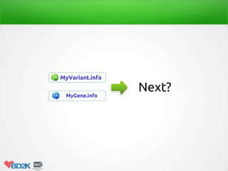 Next?
MyVariant.info
MyGene.info
 