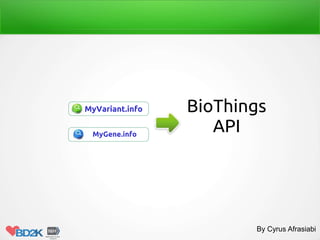 BioThings
API
MyVariant.info
MyGene.info
By Cyrus Afrasiabi
 