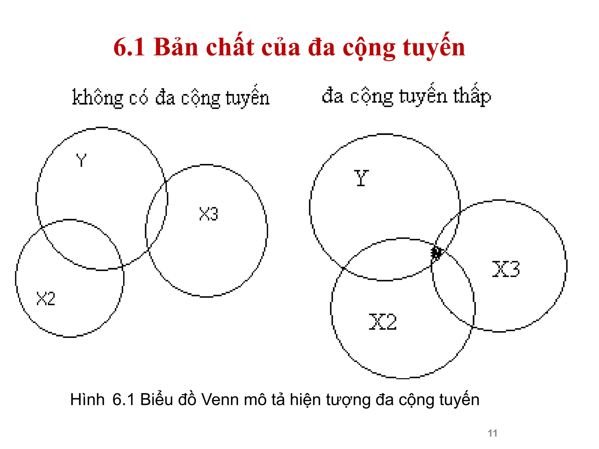 11
6.1 Bản chất của đa cộng tuyến
Hình 6.1 Biểu đồ Venn mô tả hiện tượng đa cộng tuyến
 